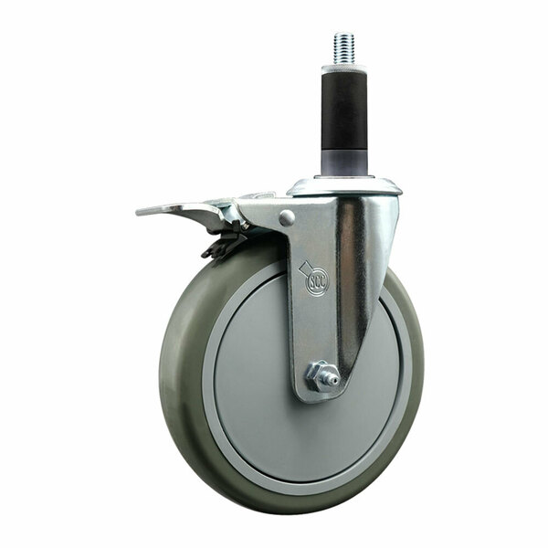 Service Caster 6'' Gray Poly Swivel 1-1/8'' Expanding Stem Caster Total Lock Brake SCC-EXTTL20S614-PPUB-118